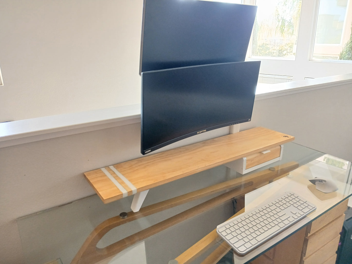 Monitor Stand Setup with Drawer (Epoxy Inlayed)