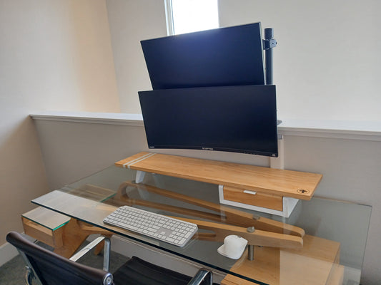 Monitor Stand Setup with Drawer (Epoxy Inlayed)