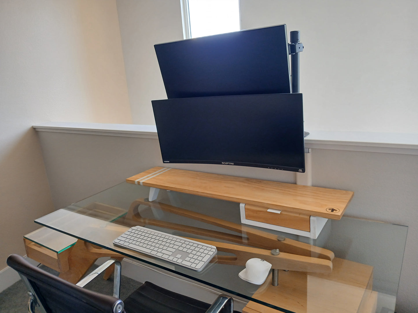Monitor Stand Setup with Drawer (Metal Inlay)