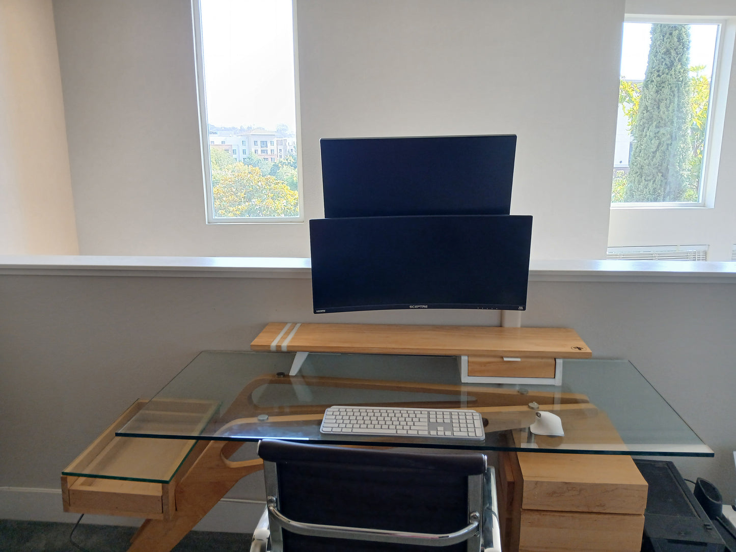 Monitor Stand Setup with Drawer (Epoxy Inlayed)