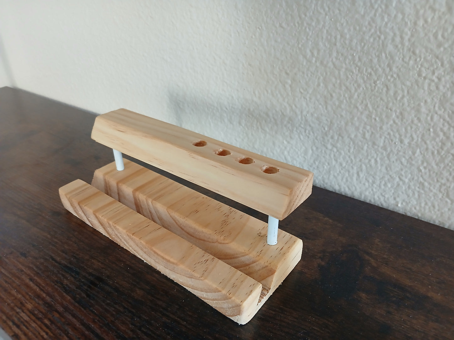 Modern Handcrafted Wood Tablet Stand with Pen Holders