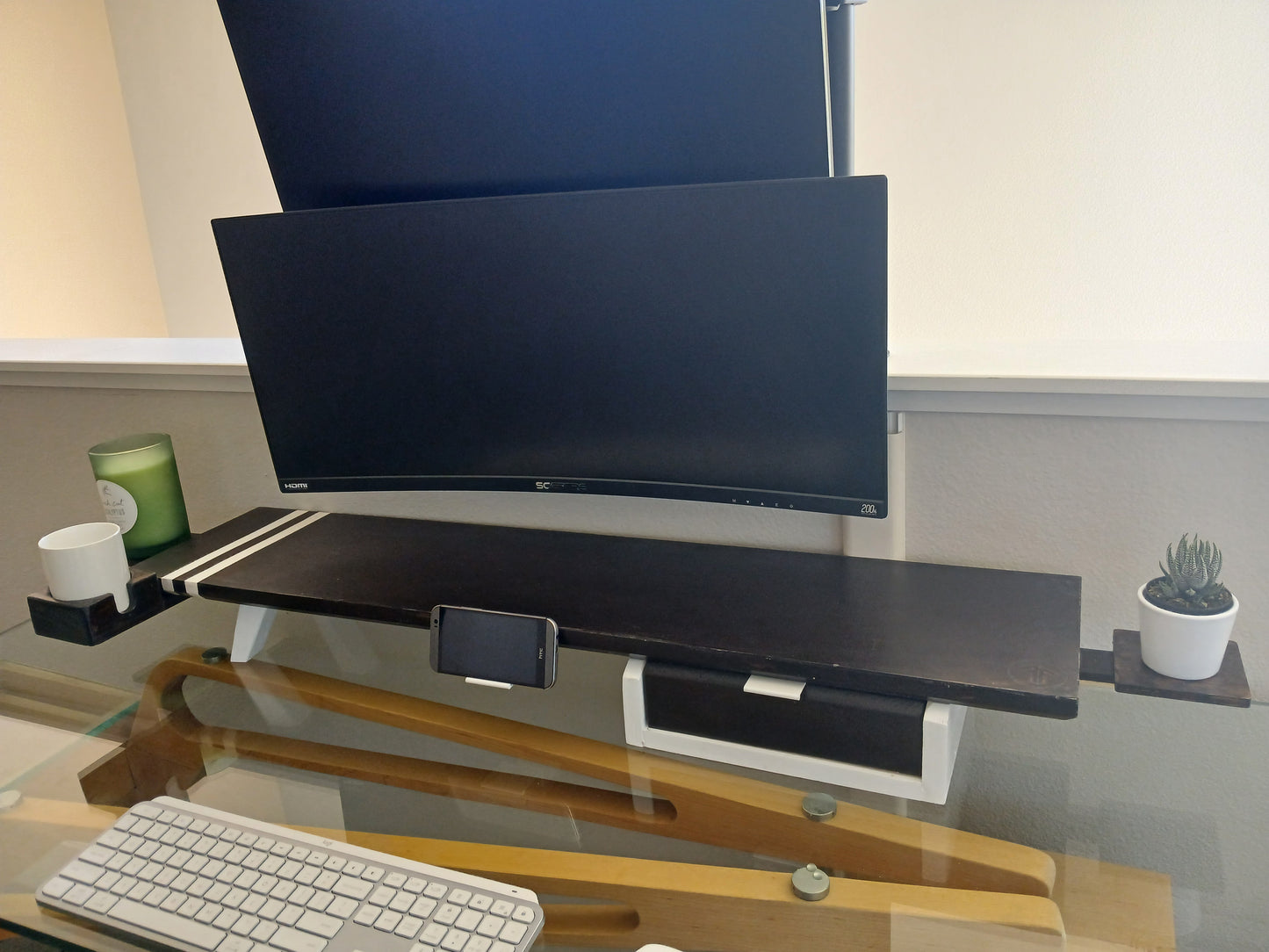 Monitor Stand Setup with Drawer (Epoxy Inlayed)