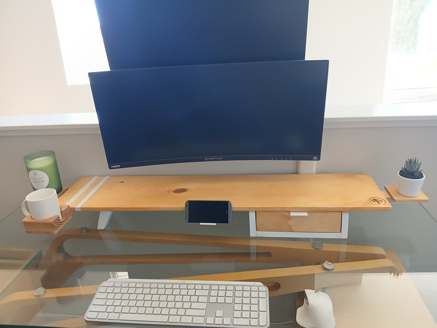 Monitor Stand Setup with Drawer (Epoxy Inlayed)