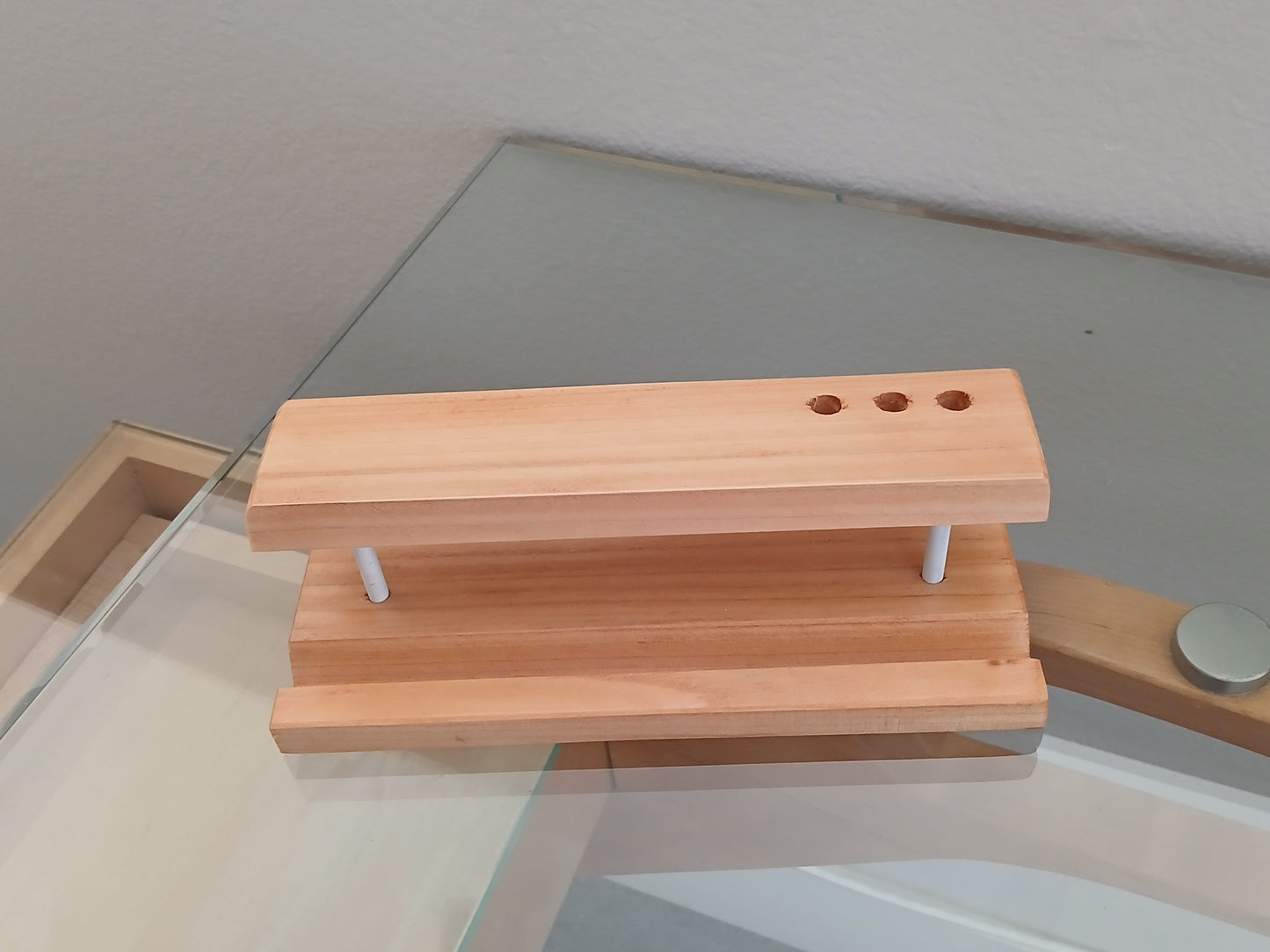 Modern Handcrafted Wood Tablet Stand with Pen Holders