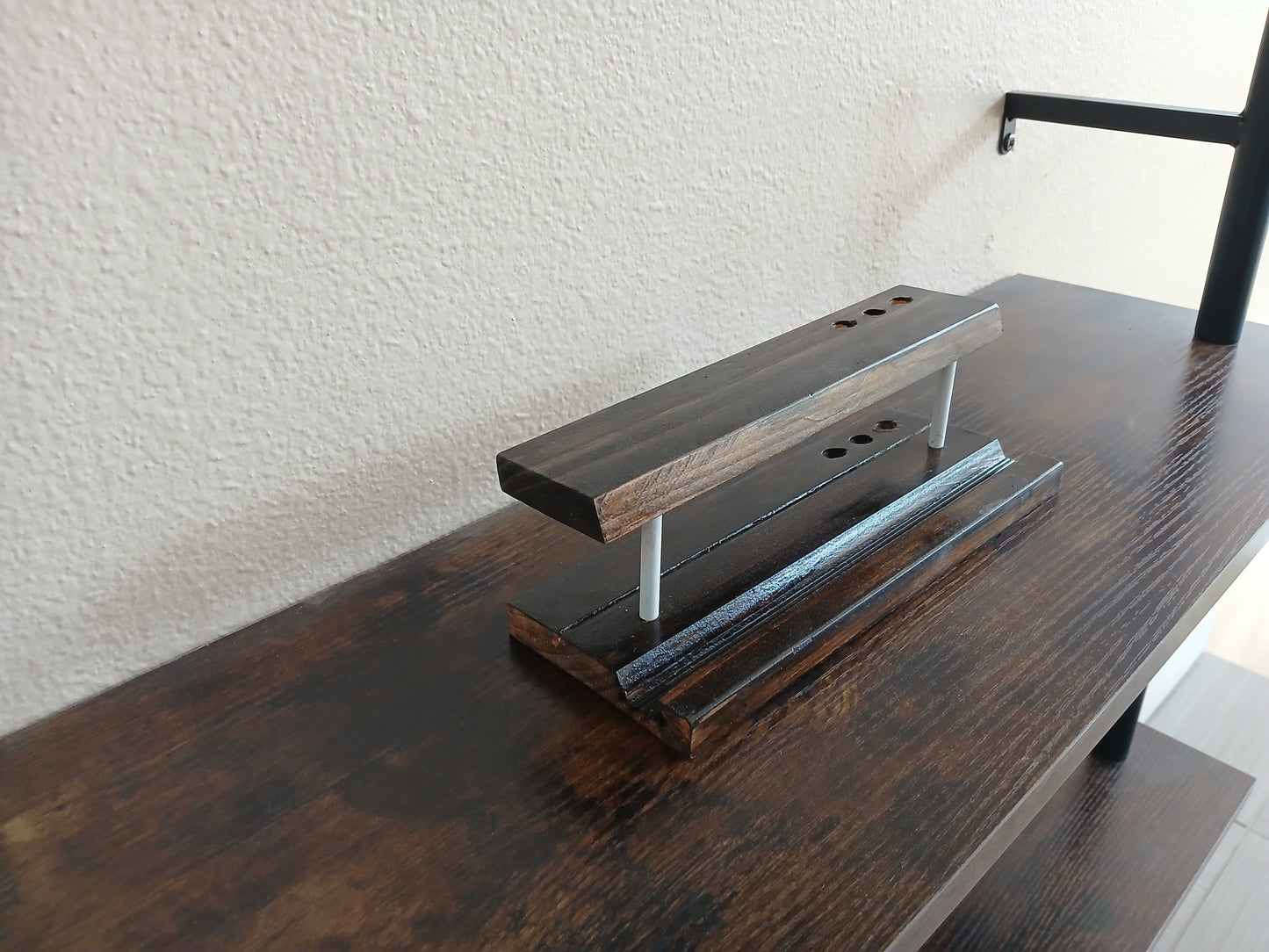 Modern Handcrafted Wood Tablet Stand with Pen Holders